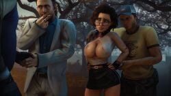 3d alternate_breast_size big_breasts bioshock bioshock_infinite elizabeth_comstock glasses ponytail shiftop short_skirt tagme white_shirt