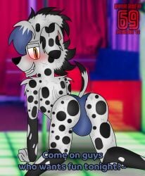 101_dalmatian_street 101_dalmatians anthro ass big_butt blush bulge canid canine canis clothing clubstripes dalmatian dialogue disney disney_xd domestic_dog dvan_(character) dvan_arts_(artist) fan_character floor hi_res horny large_ass male male_only mammal solo underwear