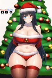 ai_generated artist_self-insert blue_eyes christmas christmas_outfit christmas_tree emzie01 funemily1 heterochromia large_breasts long_hair nai_diffusion panties red_eyes stable_diffusion tagme thick_thighs thighhighs watermark wide_hips