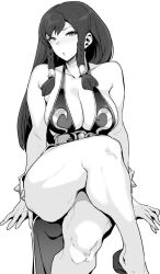 alternate_costume bare_shoulders braided_hair chinese_clothes chun-li cleavage dress hair_down large_breasts legs looking_at_viewer messatsu_tan revealing_clothes street_fighter street_fighter_v thick_thighs twin_braids