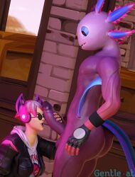 axo_(fortnite) axolotl callisto_(fortnite) cat_eyes cock_on_face female fortnite gentlecat green-tinted_eyewear looking_at_penis looking_over_eyewear looking_over_glasses looking_over_sunglasses male penis penis_on_face sunglasses tagme tinted_eyewear worried