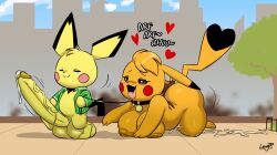 1boy 1girls 2022 all_fours anthro anthro_on_anthro areola ass balls big_balls big_breasts big_butt big_penis bitch_taken_for_walk bodily_fluids bondage bound breasts cleft_tail closed_eyes collar cosplay_pikachu cosplay_pikachu_(character) detailed_background dipstick_ears dipstick_tail dominant dominant_male drooling duo erection female femsub generation_1_pokemon generation_2_pokemon genital_fluids genitals happy_sub heart hi_res holding_leash holding_object huge_balls huge_cock humanoid_genitalia humanoid_penis joaoppereiraus kanna_(joaoppereiraus) leash leroy_(joaoppereiraus) light_bondage male maledom markings multicolored_ears nintendo nipples open_mouth penis pichu pikachu pokémon_(species) pokemon pokemon_(species) precum saliva signature size_difference small_but_hung small_dom_big_sub smaller_male submissive submissive_female tail_markings text tongue tongue_out vein veiny_penis video_games