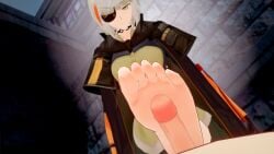 5_toes boots boots_removed censored erection eye_patch feet femdom foot_fetish footjob girls'_frontline koikatsu m16a1_(boss)_(girls'_frontline) m16a1_(girls'_frontline) mosaic_censoring penis pov pov_feet smell smelly_feet soles toes white_hair yellow_eyes