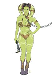 2d alien alien_girl alien_humanoid armlet armwear belly_dancer belly_dancer_outfit big_breasts bikini bondage boots bottomless bottomless_female bra breasts celebrity chain_leash chained chains cleavage collar eyes eyewear female female_only footwear front_view full_body genitals goggles goggles_on_forehead green_eyes green_skin hand_on_hip harem_girl harem_outfit headgear hera_syndulla holding_object humanoid large_breasts leash lips looking_at_viewer markings mary_elizabeth_winstead neckwear nudity open_eyes parted_lips partially_clothed plain_background pose pussy shoes slave slave_bikini slave_collar slave_leia_(cosplay) slave_outfit slavegirl solo standing star_wars star_wars:_ahsoka star_wars_rebels teeth tentacle tentacle_hair thighs tittydispenser twi'lek watermark welder white_background