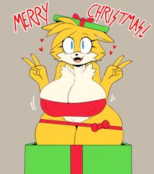 ! 1girls 2022 anthro ass berkthejerk big_breasts blush bowtie breasts christmas english_text erect_nipples erection fangs female fox fox_ears fox_girl fur furry furry_only happy heart huge_ass huge_breasts large_breasts peace_sign plump present rule_63 smile sonic_(series) sonic_the_hedgehog_(series) tails tailsko teeth text thick_thighs thunder_thighs tongue v wide_hips