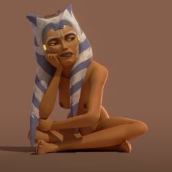 1girls 3d ahsoka_tano airress3d_(3d-modeller) alien alien_girl barefoot big_lips bored breasts clone_wars crossed_legs feet female female_only kocean_3d lips medium_breasts nipples nude nude_female orange_skin simple_background skinny solo star_wars the_clone_wars:_season_seven togruta