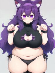 1girls ai_generated animal_ear_hairband bbw big_breasts blushing_at_viewer bra breasts cat_ears cat_keyhole_bra cat_lingerie catgirl chubby chubby_female cleavage cleavage_cutout female goth hex_maniac huge_breasts large_breasts light-skinned_female light_skin long_hair nintendo overweight overweight_female pale-skinned_female pale_skin panties pokemon pokemon_xy purple_eyes purple_hair stable_diffusion thick_thighs thighhighs wide_hips