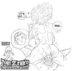 1boy 2020 2girls alternate_breast_size amazon_position big_breasts bodily_fluids breasts caulifla cum cum_explosion cum_filled cum_in_pussy cum_inside dialogue dragon_ball dragon_ball_super dragon_ball_z drawing ejaculation english english_text female_penetrated female_saiyan kale krillin kuririn monochrome muscular muscular_female nude nude_female sayian sex size_difference sketch speech_bubble spiky_hair straight super_saiyan sweat sweatdrop sweating sweaty sweetescapeartist universe_6 universe_6_girls universe_6_saiyan/universe_7_human vaginal_penetration vaginal_sex