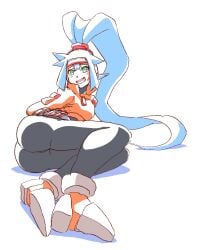 1girls ashe_(megaman_zx) ass big_ass clothed female green_eyes long_hair mega_man mega_man_zx_advent noburockman ponytail silver_hair solo tagme