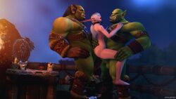 1girls 2boys 3d alliance_(warcraft) anal anal_sex blizzard_entertainment branding_mark collar double_penetration green_penis green_skin horde horde_(warcraft) horde_domination horde_shield horde_symbol horde_tattoo interspecies large_breasts large_penis night_elf orc orc_(warcraft) orc_dom orc_male orced penis purple_skin sex tattoo vaginal_penetration valnoressa valnoressa_leafwhisper warcraft white_hair world_of_warcraft