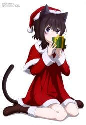 absurdres animal_ears cat_ears christmas dress fran_(tensei_shitara_ken_deshita) highres horns megami_magazine tail tensei_shitara_ken_deshita