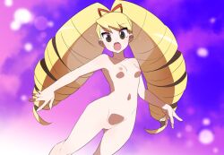 1girls blonde_hair breasts drill_hair female kaidou_zx long_hair luna_platz mega_man mega_man_star_force nude petite small_breasts solo