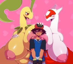 <3 1boy 2girls anthro anthro_female ash_ketchum bayleef big_breasts blush breasts clothed clothed_male clothed_male_nude_female clothes clothing fur furry gloves hand_on_head hat huge_breasts human human_male large_areola large_areolae large_breasts large_nipples larger_female latias looking_at_another looking_at_partner looking_down male/female multicolored_body nintendo nude nude_female pokemon pokemon_(species) pokemon_gsc pokemon_rse red_body red_eyes smaller_male sssonic2 tagme trio white_body yellow_body yiff