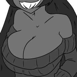 big_breasts big_teeth black_clothing black_hair black_skin female female_only large_breasts no_background tagme teeth teeth_showing the_binding_of_isaac the_siren_(the_binding_of_isaac)