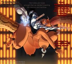 1girl 1girls 2monsters ahsoka_tano alien_girl anal anal_fisting ankles_tied arms_tied bantha big_areola big_breasts big_nipples big_penis blurry_background bondage breeding_slave clitoris corruption curled_toes deepthroat dialogue electric_shock equine_penis feet fisting impossible_fit medial_ring monster monster_rape montrals mouth_full_of_cock nipple_piercing nipple_rings nose_hook offscreen_character onomatopoeia oral_penetration puffy_anus rancor rape restrained rope scat signature spitroast star_wars stomach_bulge stretched_anus stretched_pussy suspended_on_penis tagme tan_skin tears thick_thighs throat_bulge toby_art togruta tongue_out_blowjob unusual_penis vaginal_penetration