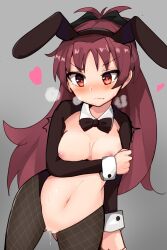 2d breasts bunny_ears bunny_girl bunnysuit exposed_breasts exposed_pussy female female_only magia_record:_mahou_shoujo_madoka_magica_gaiden magical_girl mahou_shoujo_madoka_magica mikagami_jun only_female reverse_bunnysuit sakura_kyouko solo solo_female