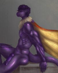 absurd_res anthro dragon genitals hair hi_res male oohamor penis purple_body purple_hair solo wings zoham