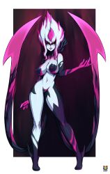 almost_naked blue_skin demon_girl evelynn female female_only hourglass_figure huge_breasts kyoffie league_of_legends seductive seductive_eyes seductive_look seductive_smile solo succubus succubus_wings thin_waist two_tone_hair wide_hips yellow_eyes