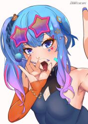 blowjob_face blowjob_gesture decora grimkopi18 grimteacups gyaru hair_ornament hairclip hololive hoshimachi_suisei star_(symbol) star_glasses suggestive_gesture virtual_youtuber