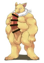 anthro balls big_balls big_penis boner censored_penis erection furry game_freak hypno male male_only muscular neck_tuft nintendo overweight penis pokémon_(species) pokemon pokemon_(species) sakurayahonpo solo solo_male unusual_penis white_hair yellow_body