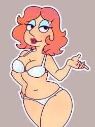 5_fingers bra breasts cleavage family_guy lois_griffin matching_underwear mikalemur orange_hair outline panties tenmathemaiden tentacle_maiden white_outline