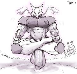 absolute_chad alakazam anthro balls bara big_balls big_penis chad closed_eyes crossed_legs furry game_freak huge_balls huge_cock hypno levitation male male_only monochrome mr._frenzy muscles muscular neck_tuft nintendo penis pokémon_(species) pokemon pokemon_(species) spoon supreme_chad_energy whiskers