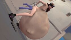 2girls 3d aledeko anal_vore belly_bulge big_belly d.va female female_only overwatch vore widowmaker