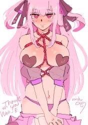 1girls alien_girl bondage female heart-shaped_pasties iku_hoshifuri large_breasts long_hair looking_at_viewer panties pasties pink_eyes pink_hair pink_panties prism_project squirt transparent_clothing twintails virtual_youtuber