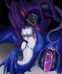 alien anthro arm_spikes black_tongue bladder_inflation blind blue_body bodily_fluids chest_grab closed_eyes countershading cum cum_exchange cum_in_bladder cum_in_penis cum_on_penis dark_penis dragon drooling duo erection feral firondraak genital_fluids genitals hi_res internal knot knotting leash leash_pull leg_grab lying male male/male neck_fin neverneverland nipples on_back on_top open_mouth orgasm penetration penile penile_penetration penis penis_in_penis purple_body purple_penis ridged_penis saliva sex spikes spikes_(anatomy) spread_arms spread_wings stomach_bulge tongue tongue_out urethral urethral_bulge urethral_knotting urethral_penetration wings