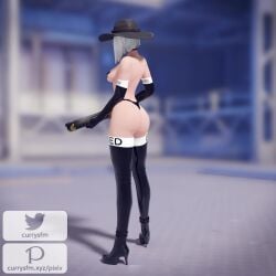 1girls 3d alternate_costume animated ashe_(overwatch) ass black_panties blacked blacked_clothing breasts cameltoe choker cowboy_hat cross_pasties currysfm ear_piercing female female_only gun hat heels high_heels latex light-skinned_female light_skin medium_breasts navel nipple_bulge no_sound overwatch panties pasties queen_of_spades red_eyes rifle solo source thighhighs turntable_(animation) video weapon white_hair