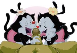 animaniacs animaniacs_(2020) anthro ass canid canine canis cum dot_warner gosgoz human human_on_anthro licking licking_penis male_human/female_anthro male_on_anthro penis tail tongue tongue_out toony unseen_male_face young