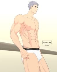 1boy abs aisaki_ph2 aisakiph big_nipples big_penis censored_pussy cock here_u_are li_huan male_only manhua manhwa manspreading muscle muscular muscular_male nipple_bulge nipples penis