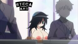 16:9_aspect_ratio alternate_version_available black_hair breasts casual casual_nudity erect_nipples female huge_breasts human kuroki_tomoko nipples pale_skin public public_nudity screen_capture screencap screenshot screenshot_edit steca tagme tagme_(character) thelazyart third-party_edit watashi_ga_motenai_no_wa_dou_kangaetemo_omaera_ga_warui!