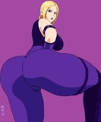 alluring ass big_breasts blonde_hair blue_eyes bodysuit cleavage namco nina_williams silf tekken tekken_1 tekken_2 tekken_3 tekken_tag_tournament みかん@リクエストお断り