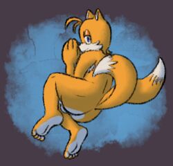 2_tails anthro bedroom_eyes canid canine fox looking_at_viewer low_res male mammal multi_tail narrowed_eyes seductive sega solo sonic_(series) sonic_the_hedgehog_(series) tails throudwire