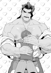 ass black_and_white butt embracing florian_(pokemon) hugging kijima222 male male/male male_focus male_only mr._saguaro muscles muscular muscular_male npc_trainer pokemon pokemon_sv uncolored