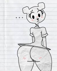 anthro big_ass big_butt black_and_white female nenderzon no_panties simple_background skirt skirt_up teri_(tawog) the_amazing_world_of_gumball twitter_username