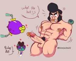 alien alien_girl alternate_version_available balls bigger_male black_hair blush brawl_stars bull_(brawl_stars) dinojaiba22 erection eve_(brawl_stars) forced huge_cock male male/female male_focus male_penetrating nervous nude penis penis_piercing size_difference smaller_female straight supercell