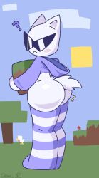 1boy 1male ass big_ass big_butt blush dipper552 feline feline_humanoid femboy giant_ass holding_object hoodie male_only minecraft stockings sunglasses tail thighhighs