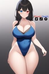 1girls ai_generated artist_self-insert blue_eyes cleavage emzie01 funemily1 heterochromia large_breasts long_hair nai_diffusion red_eyes stable_diffusion swimsuit tagme thick_thighs watermark wide_hips