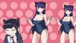 1boy 1girls animated bouncing_breasts breasts chewihen dancing fake_animal_ears female female_only komi-san_wa_komyushou_desu komi_shouko light-skinned_female longer_than_30_seconds meme music sad_cat_dance sound swimsuit tadano_hitohito tagme video