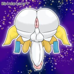 1boy 2022 anthro anus ass axoarts backsack balls big_butt big_penis biped butt_focus circumcised erection generation_3_pokemon genitals glans huge_butt huge_cock humanoid_genitalia humanoid_penis hyper hyper_genitalia hyper_penis jirachi legendary_pokemon low-angle_view male male_only multicolored_body nintendo nude penis pokémon_(species) pokemon pokemon_(species) puffy_anus rear_view simple_background small_but_hung solo space starscape thick_thighs two_tone_body video_games white_body yellow_body