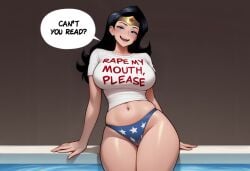 ai_generated non_nude phophopho phophopho(artist) pool_side rape_play t_shirt wonder_woman