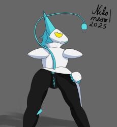 absurd_res anthro anus black_body blue_hair blue_insides deltarune female genitals grey_background hair hi_res nikomeow presenting presenting_anus presenting_vulva pussy simple_background solo tail tasque_manager_(deltarune) undertale_(series) vulva yellow_eyes