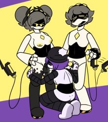 1boy 1dickgirl 1futa 1girls beanie blowjob cum cumshot fellatio glitch_productions grey_hair handjob j_(murder_drones) murder_drones n_(murder_drones) purple_hair robot robot_boy robot_girl robot_humanoid screen_face superbharm0ny tail threesome trans_woman transfem uzi_(murder_drones) wagging_tail yellow_nipples