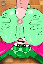 2:3 2boys absurd_res anthro anus ass ass_up balls bodily_fluids brown_eyes clothing cum cum_in_ass cum_inside eyeshadow fan_character floor fur gay genital_fluids genitals green_body green_fur green_hair grey_body hair half-closed_eyes hi_res lagomorph legwear leporid long_ears looking_at_viewer makeup male male_only mammal narrowed_eyes open_mouth pau_the_rabbit penis pink_nose rabbit scut_tail sega short_tail sirjzau solo sonic_(series) sonic_the_hedgehog_(series) spread_anus spread_legs spreading tail yaoi