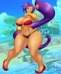 alternate_version_available animal_crossing breasts breasts_bigger_than_head dark-skinned_female dark_skin female huge_breasts kailyn kreativekailyn muscular muscular_female nintendo panties shantae shantae_(character) thick_thighs wide_hips
