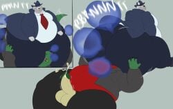 ass_bigger_than_head bear big_ass blush blush_lines cumming_from_fart cumshot detective dinosaur fart fart_cloud fart_everywhere fart_fetish farting farting_on_face fat fat_ass furry gay headlock megacoolbear_(artist) old_man_yaoi original_characters penis_out reptile reptile_humanoid scalie scalie_humanoid