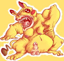 chubby color cum front_view male male_only nintendo nipples penis pikachu pokemon ratbutts solo standing tagme what