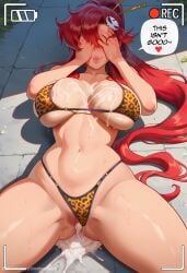 aftermath ai_generated animal_print bikini busty cant_see_the_haters caption cheating comic comic_page commission cuckold_pov cum_in_pussy cum_inside dialogue english_text female huge_breasts long_hair netorare patreon patreon_url patreon_username public recording red_hair sinderellaart straight sweat tengen_toppa_gurren_lagann text text_bubble thick trembling used voluptuous yoko_littner